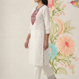 Hina Ivory Printed Straight Kurta Set