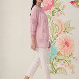 Savera Baby Pink Embroidered Chiffon A-line Top