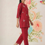 Chavi Red Embroidered Co-ord Set