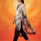 Elaf Black Printed Organza Suit Set with Dupatta