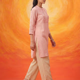 Sehr Baby Pink Embroidered Silk Kurti