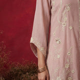 Pink Embroidered Crinkle Cotton Co-ord Set
