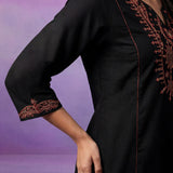 Black Embroidered Suit Set with Dupatta