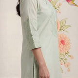 Suroor Mint Green Embroidered Chanderi Kurta Set