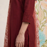 Ragini Maroon Embroidered Straight Suit Set with Dupatta
