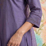 Ragini Lavender Embroidered Straight Suit Set with Dupatta
