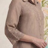 Zoa Beige Monochrome Embroidered Co-ord Set