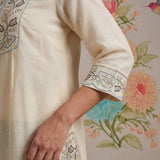 Grace Ivory Embroidered Cotton Gauze Kurta for Women