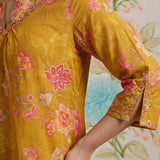 Chandrika Mustard Floral Printed Cotton Co-ord Set