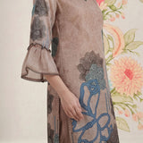 Anvi Beige Floral Printed Organza Suit Set with Dupatta