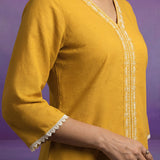 Yellow Embroidered Straight Kurta Set