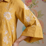 Maitri Mustard Embroidered A-line Tunic