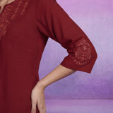 Red Floral Embroidered Co-ord Set