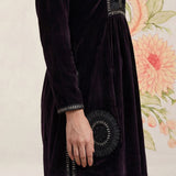Firdaus Deep Wine Embroidered Velvet Co-ord Set for Women