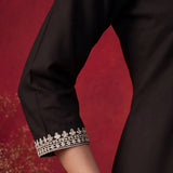 Black Mirror Work Cotton Kurta Set
