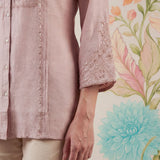 Tiri Baby Pink Monochrome Embroidered Shirt