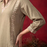Green Embroidered Cotton Blend Regular Co-ord Set