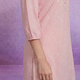 Pink Ethnic Motifs Embroidered Regular Thread Work Pure Cotton Kurta with Trousers