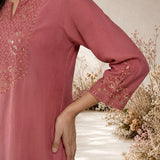 Pink Resham Embroidered Kurti