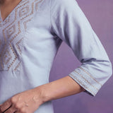 Spa Cotton Blend Embroidered Kurta Set