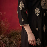 Zari Black Mirror Work Cotton Kurta Set