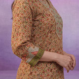 Orange All-Over Placement Printed Straight Suit Set