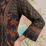 Mehrang Navy Printed A-line Kurta