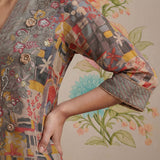 Raima Grey Printed Satin Co-ord Set for Women