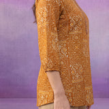 Mustard All-Over Printed Cotton Top