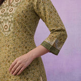 Green All-Over Placement Printed Straight Suit Set