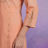 Apricot Embroidered Suit Set with Dupatta