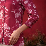 Fuchsia All Over Printed Satin Shirt