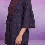 Purple Dori Embroidery Kurti with Palazzo