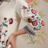 Heer Pristine Ivory Embroidered Rayon Co-ord Set for Women