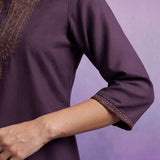 Purple Embroidered Suit Set and Dupatta