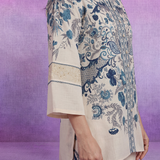 Blue Floral Placement Print Linen Co-ord Set