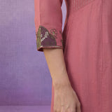 Pink Panelled A-Line Kurta set