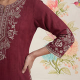 Sarina Peach Embroidered Cotton Co-ord Set for Women