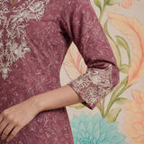 Iraavat Wine Embroidered Cotton Kurta Set
