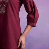 Maroon Embroidered Co-ord Set