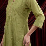 Spring Green Embroidered Chanderi Suit Set