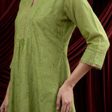 Spring Green Embroidered Chanderi Suit Set