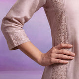 Cream Embroidered A-line Kurta Set