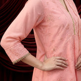 Pink Embroidered Chanderi Suit Set