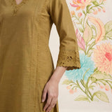 Shayeri Olive Embroidered A-line Kurta Set