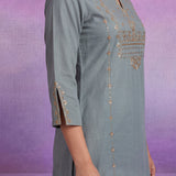 Spa Embroidered Suit Set with Dupatta