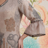Anvi Grey Floral Printed Organza Suit Set with Dupatta