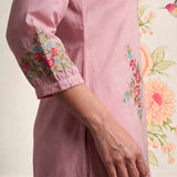 Saavan Pink Embroidered Cotton blend Kurta Set