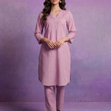Pink Embroidered Straight Kurta Set