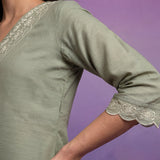 Mint green Embroidered Suit Set with Dupatta
